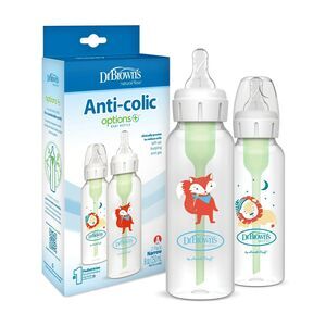 Dr. Brown's Boys Anti-colic Baby Bottle 2 Pack (8 oz) Fox Lion Size 1 Narrow 0m+